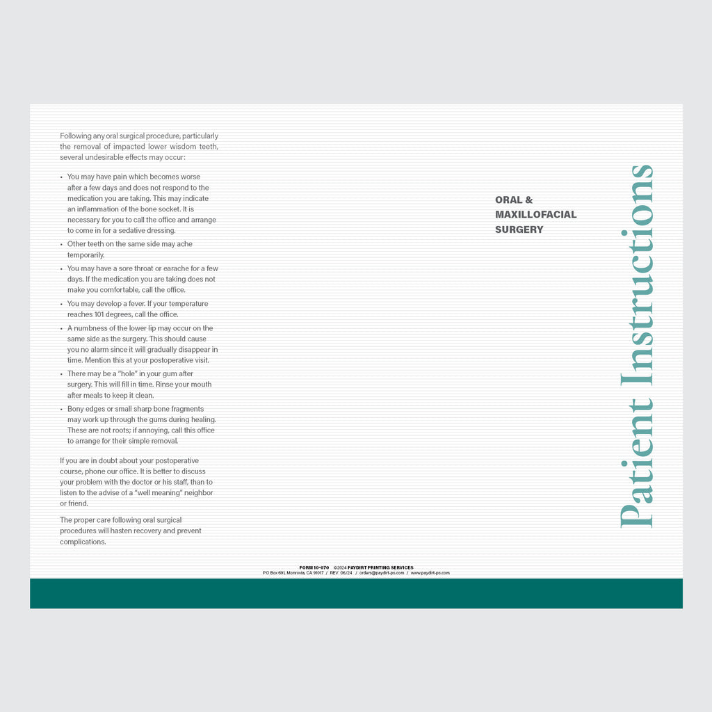 Form 10-070 - Post Surgery Instructions