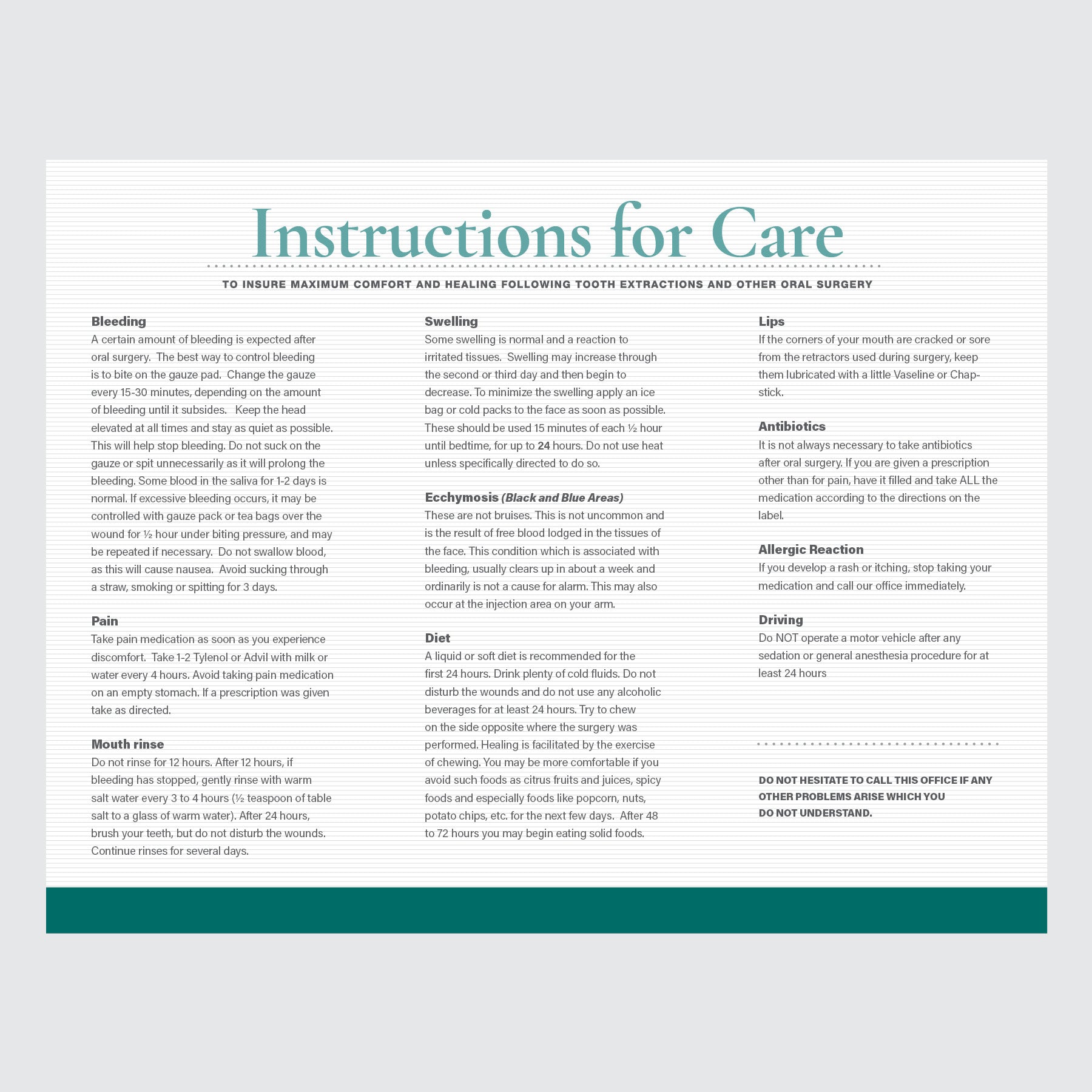 Form 10-070 - Post Surgery Instructions