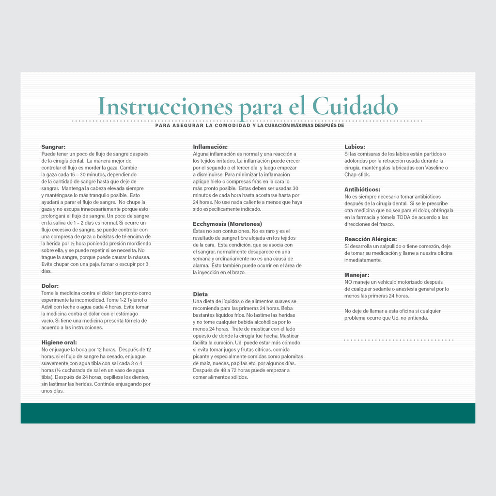Form 10-070S - Post Surgery instructions (Spanish)