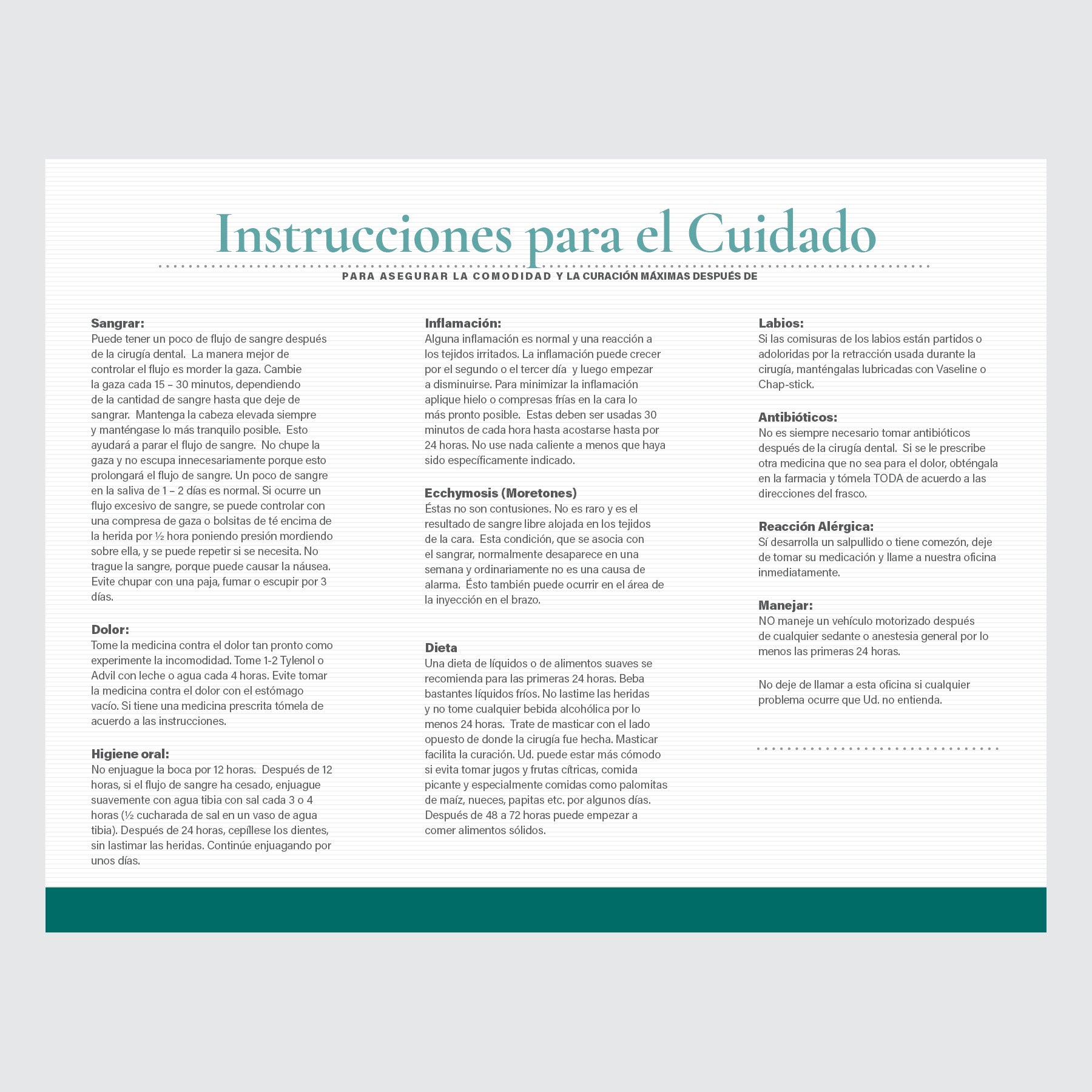 Form 10-070S - Post Surgery instructions (Spanish)