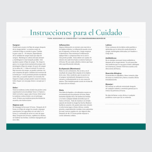 Form 10-070S - Post Surgery instructions (Spanish)