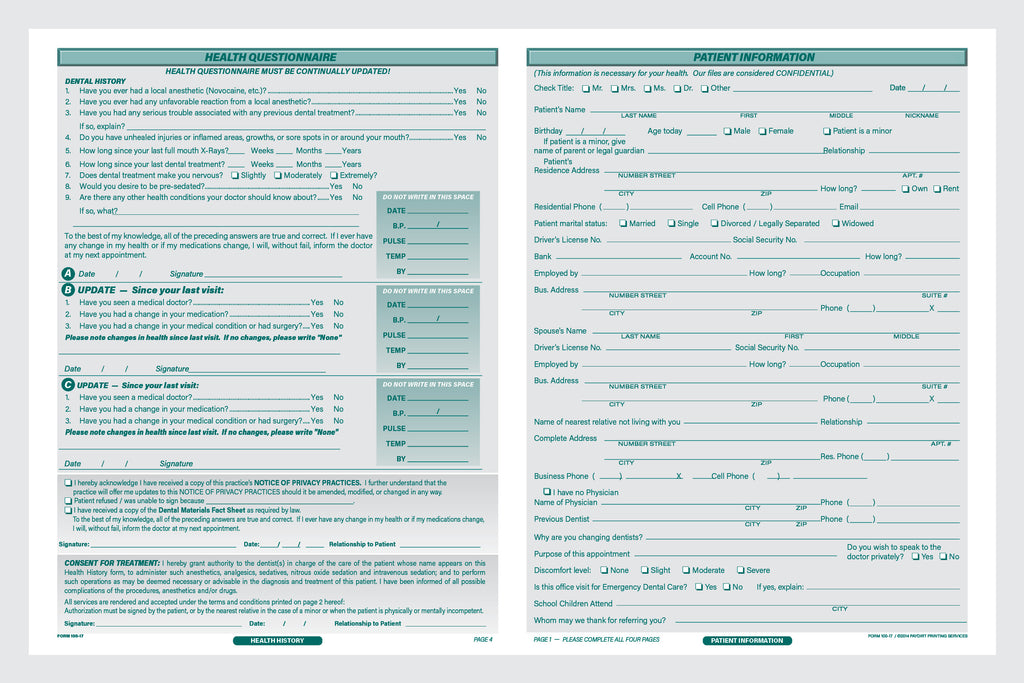 Form 100-17 - Patient Information Form
