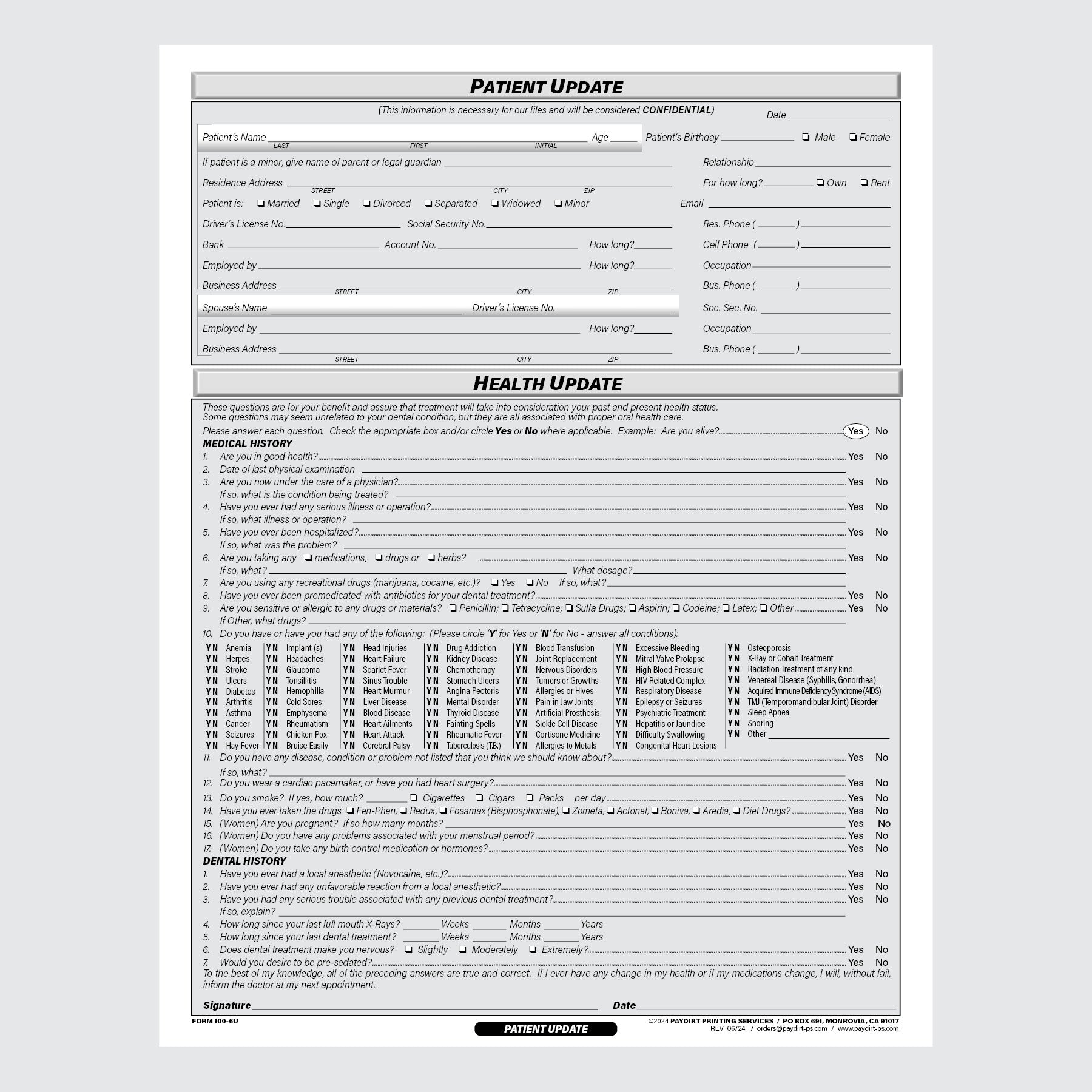 Form 100-6U - Patient Information and Consent Form Update