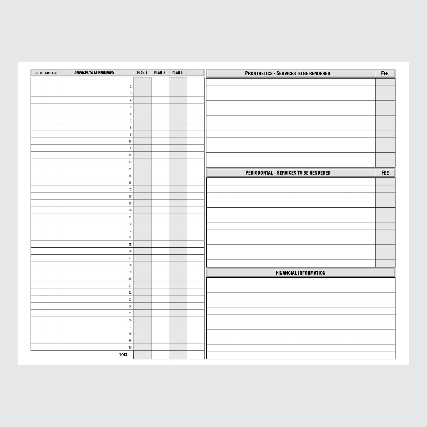 Form 102-A - Dental Exam Chart