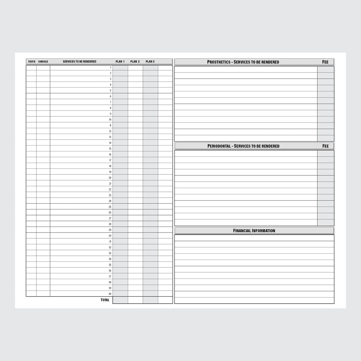 Form 102-LD - Dental Exam Chart