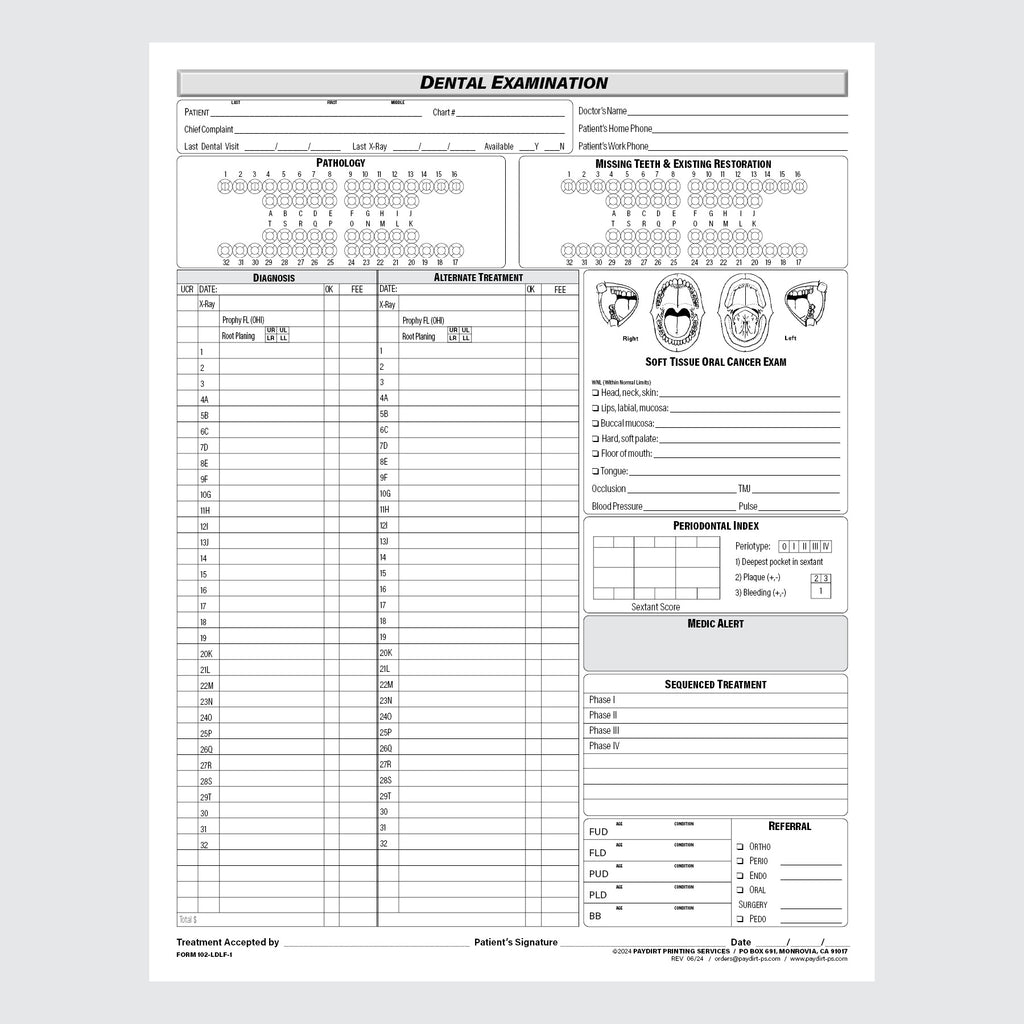 Form 102-LDLF-1 - Examination Chart
