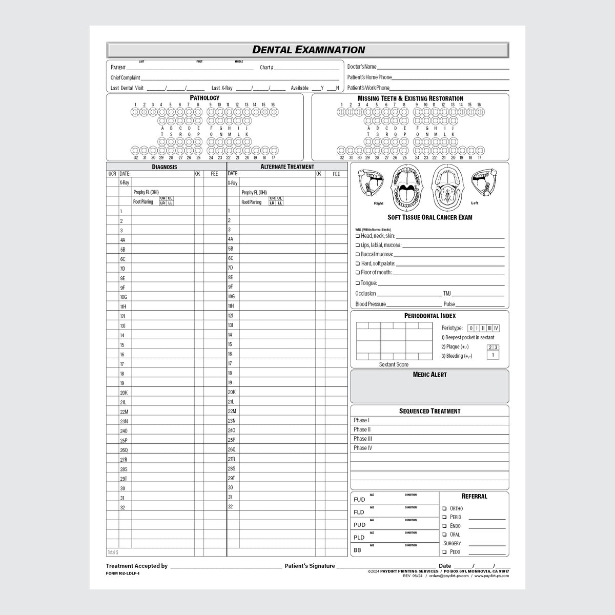 Form 102-LDLF-1 - Examination Chart