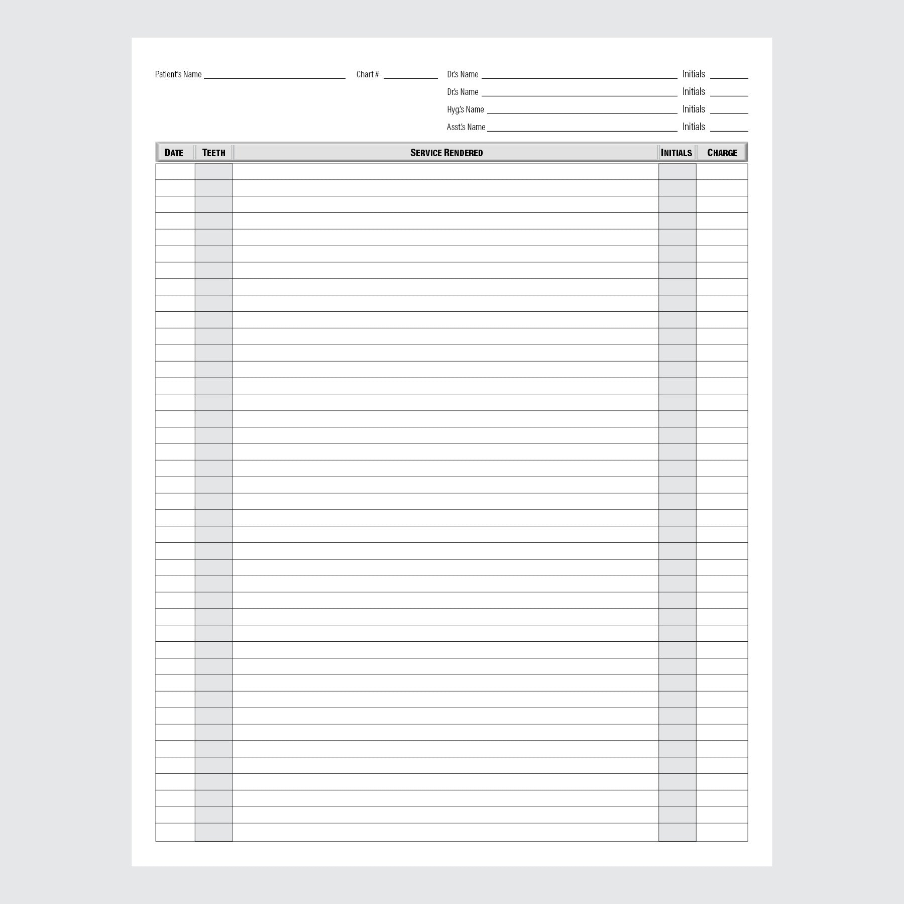 Form 102-LDLF-1 - Examination Chart