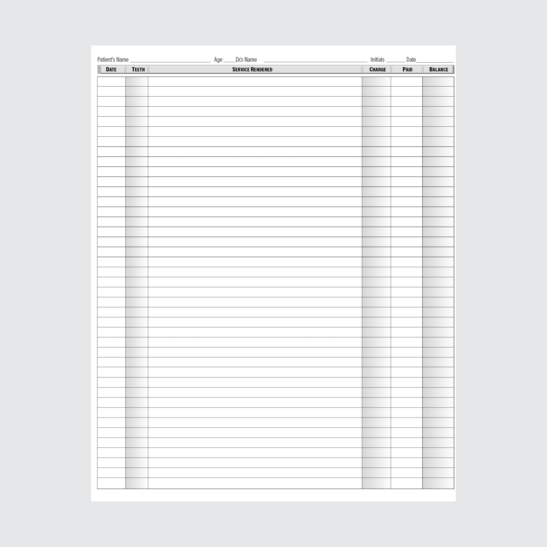 Form 102-ND - Examination Charts