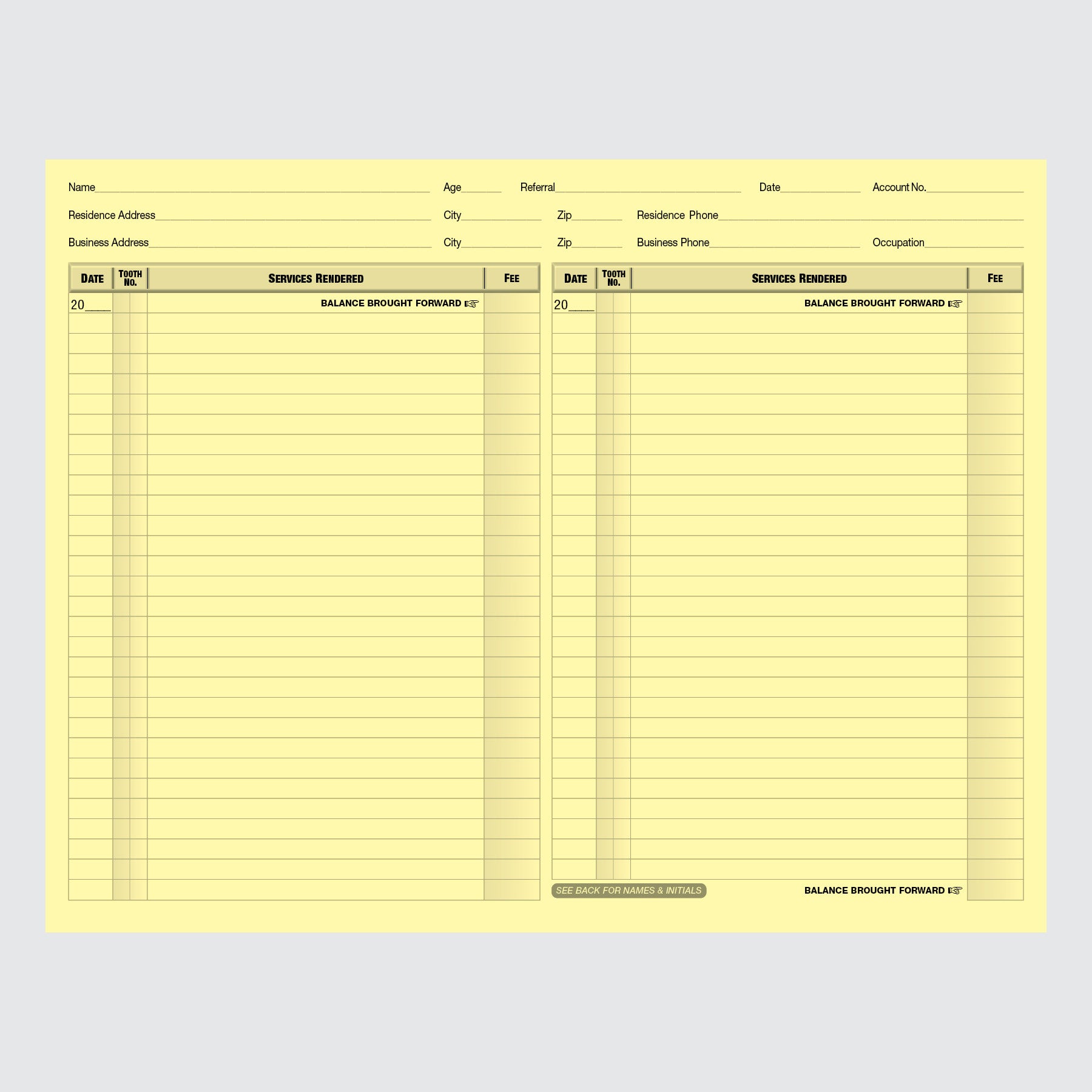 Form 104-1Y - Ledger and Treatment Record