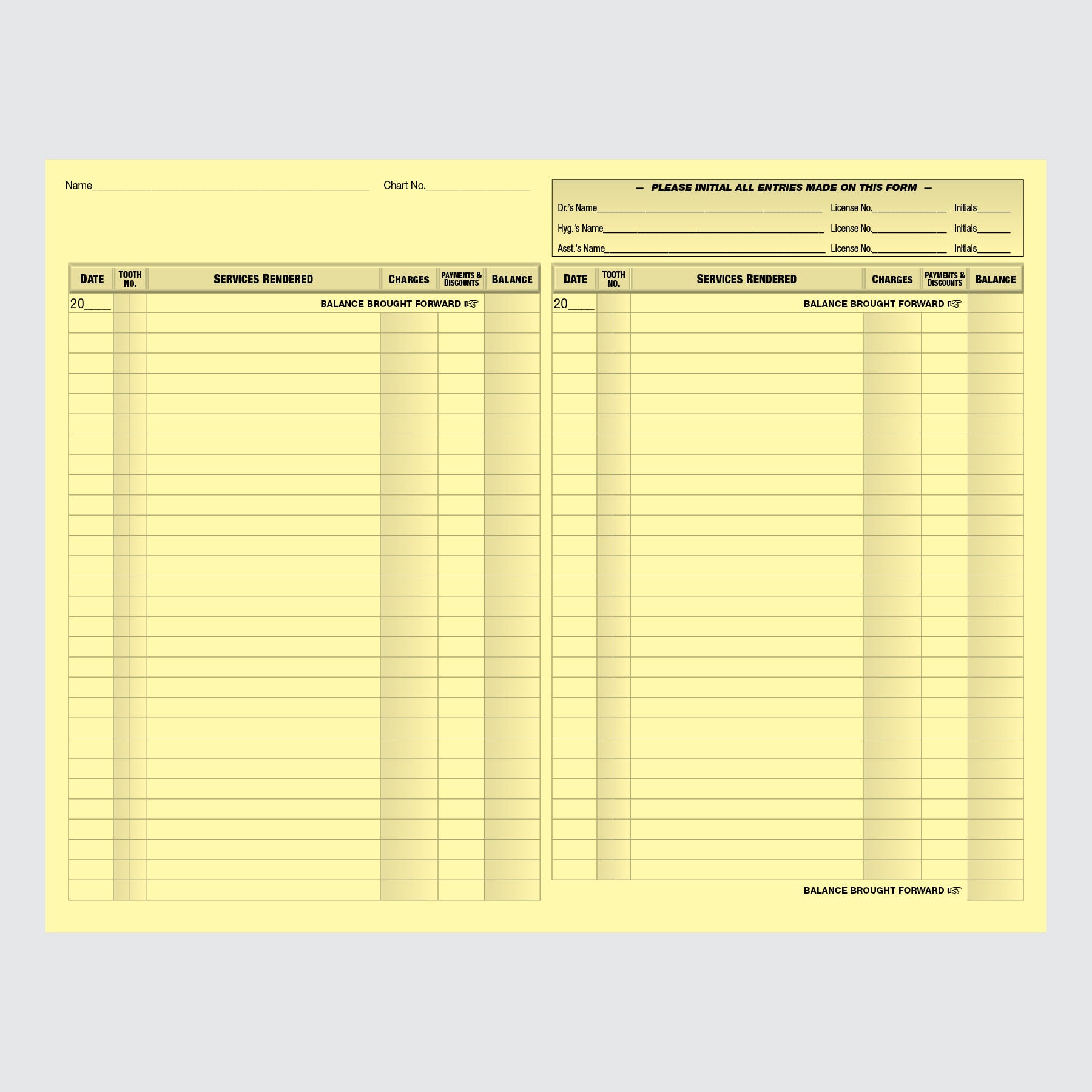 Form 104-Y - Ledger and Treatment Record