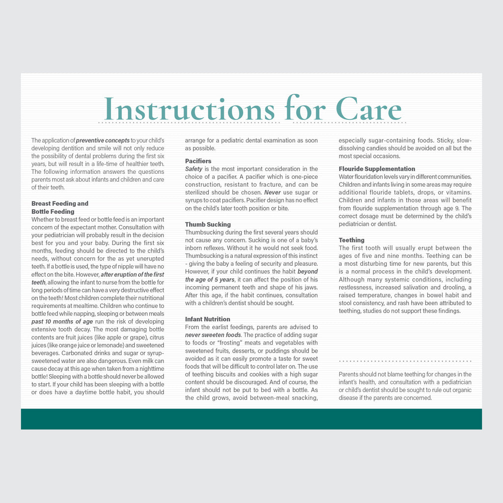 Form 30-003 - Care For Your Children's Teeth