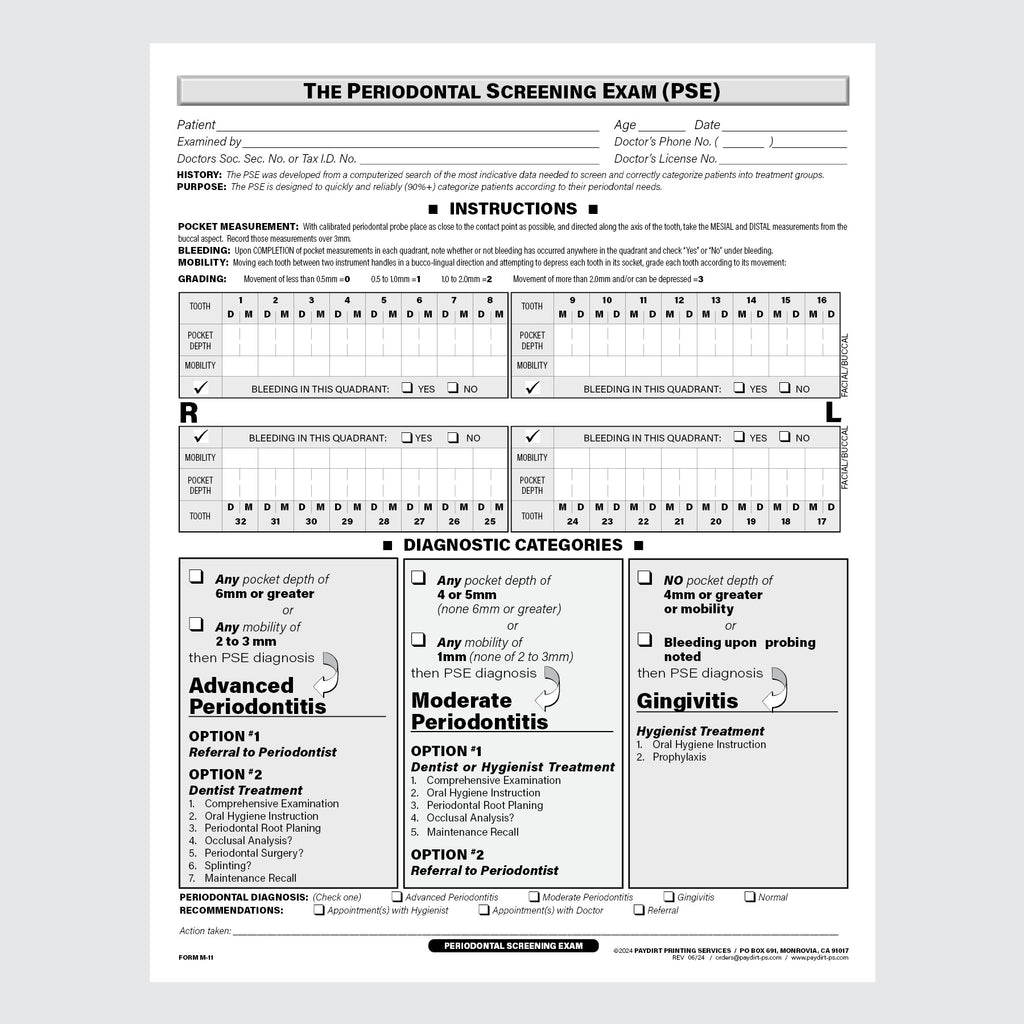 Form M-11 - Perio Screening Exam